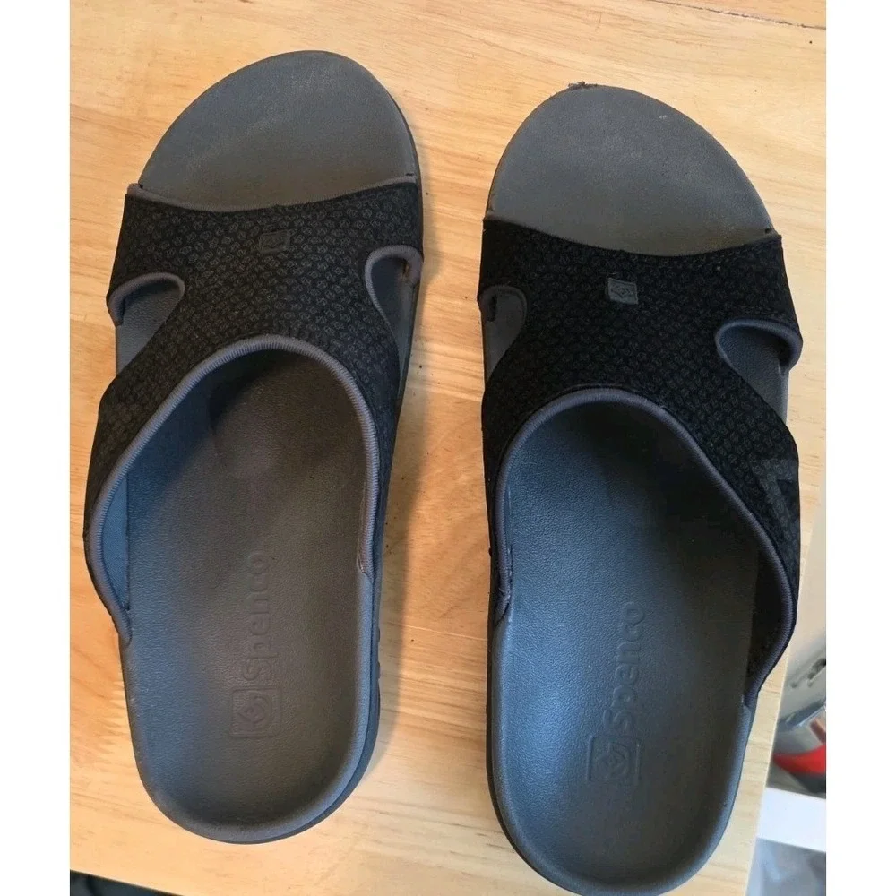 Spenco Kholo Slide Sandals Women's 7 Slip-On Arch Support Orthotic Black/Gray